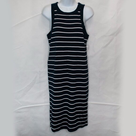 NEW Old Navy Fitted Rib Knit Dress Womens Large Tall Navy Blue Sleeveless HH04X - Picture 2 of 6